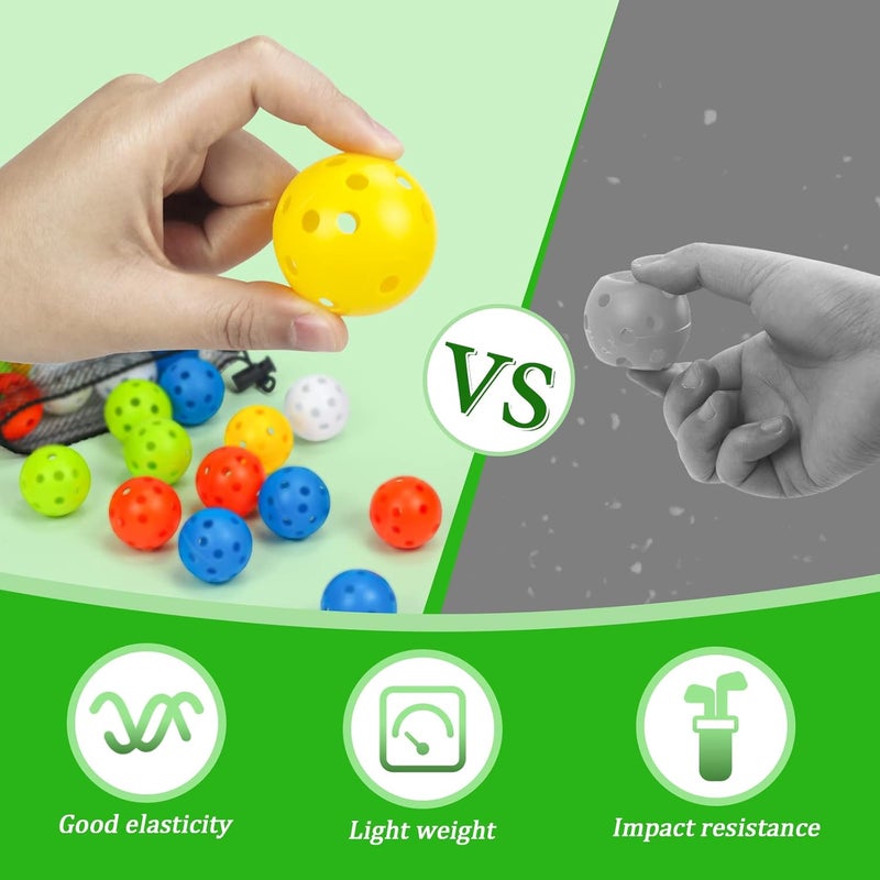 Bac-kitchen Plastic Golf Balls Practice Limited Flight Golf Training Ball Hollow Swing Practice Indoor Golf Balls with Mesh Drawstring Bag for Backyard Driving Range or Outdoor - Image 5